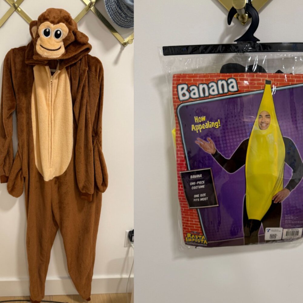 Monkey Onesie and Banana Costume Set